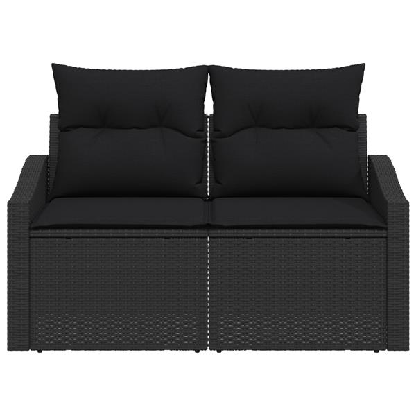 Grote foto vidaxl tuinbank met kussen zwart 123 x 62 x 69cm poly rattan tuin en terras tuinmeubelen