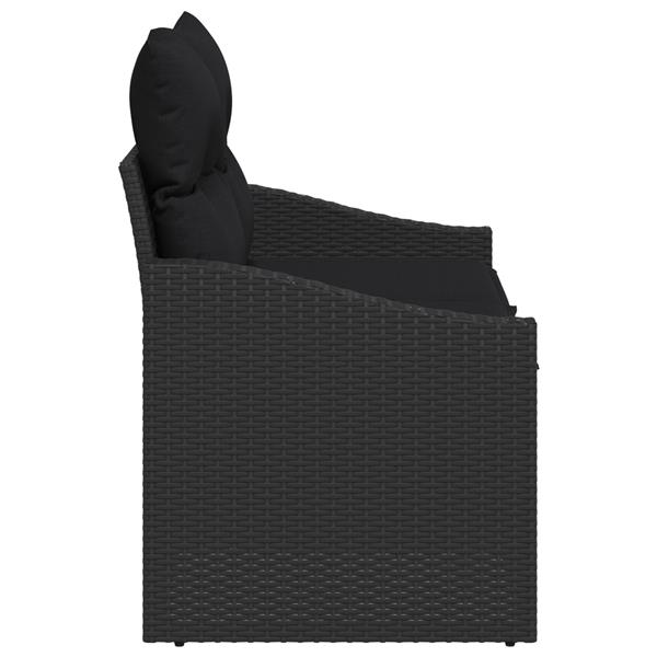 Grote foto vidaxl tuinbank met kussen zwart 123 x 62 x 69cm poly rattan tuin en terras tuinmeubelen