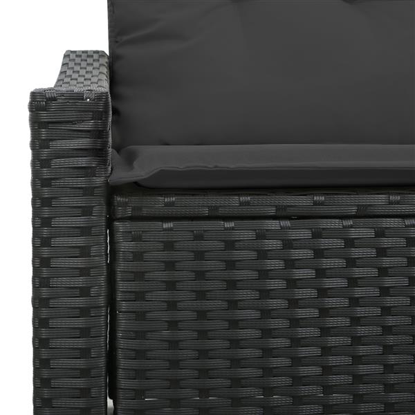 Grote foto vidaxl tuinbank met kussen zwart 123 x 62 x 69cm poly rattan tuin en terras tuinmeubelen