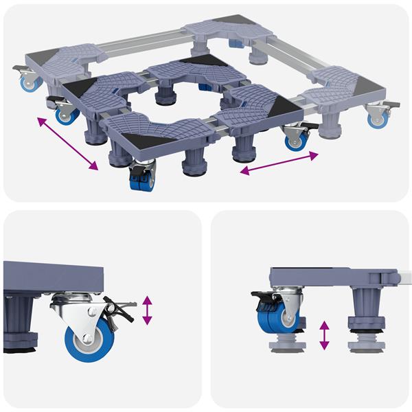 Grote foto vidaxl wasmachinesokkel grijs 67 x 67 x 12 cm metaal witgoed en apparatuur wasmachines