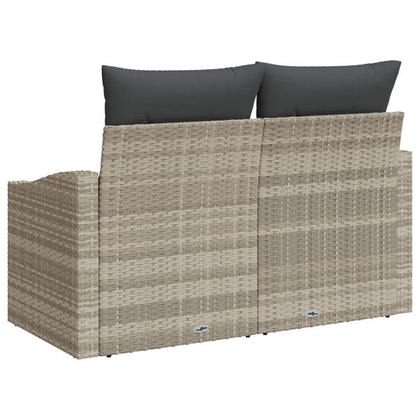 Grote foto vidaxl tuinbank met kussen grijs 123 x 62 x 69cm poly rattan tuin en terras tuinmeubelen