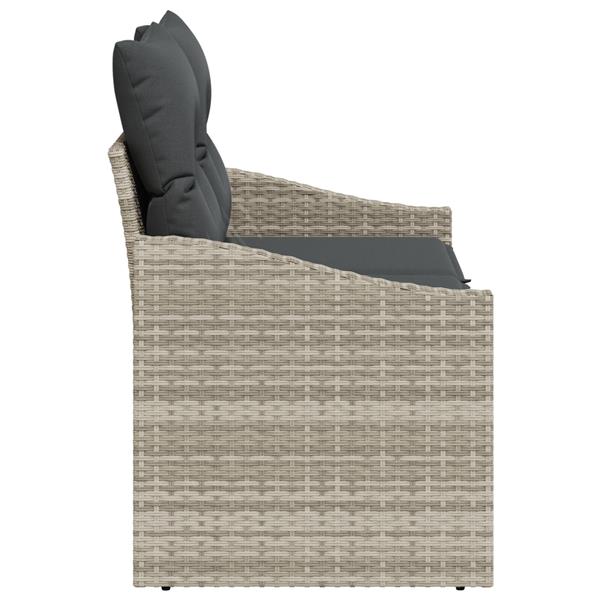 Grote foto vidaxl tuinbank met kussen grijs 123 x 62 x 69cm poly rattan tuin en terras tuinmeubelen