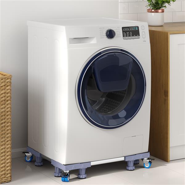 Grote foto vidaxl wasmachinesokkel grijs 66 x 66 x 12 cm metaal witgoed en apparatuur wasmachines