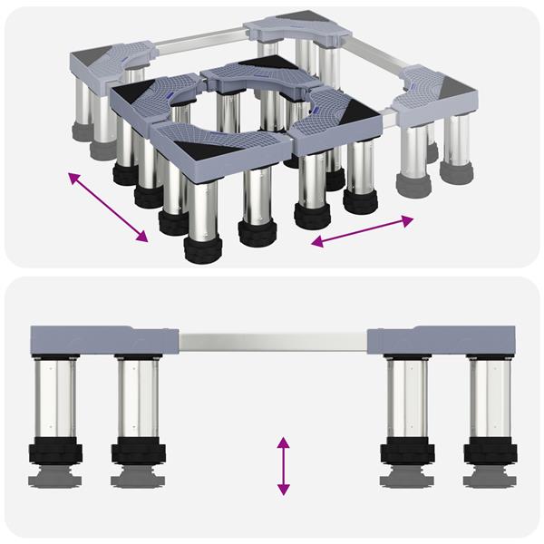 Grote foto vidaxl wasmachinesokkel grijs 67 x 67 x 21.5 cm metaal witgoed en apparatuur wasmachines