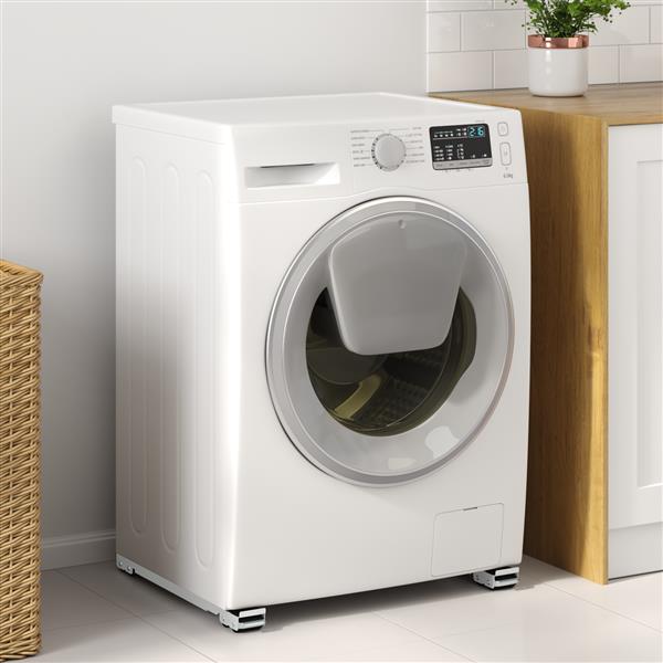 Grote foto vidaxl wasmachinesokkel 2 pcs zilver 72 x 5 x 4.5 cm staal witgoed en apparatuur wasmachines