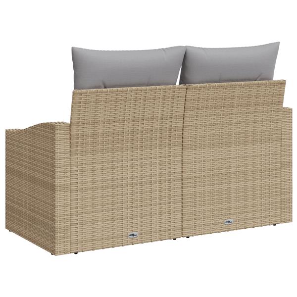 Grote foto vidaxl tuinbank met kussen beige 123 x 62 x 69cm poly rattan tuin en terras tuinmeubelen