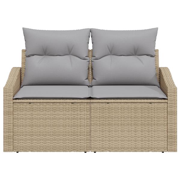 Grote foto vidaxl tuinbank met kussen beige 123 x 62 x 69cm poly rattan tuin en terras tuinmeubelen