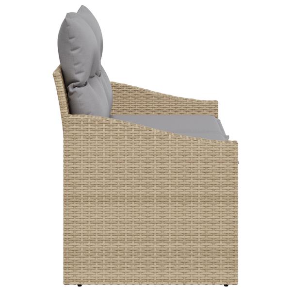 Grote foto vidaxl tuinbank met kussen beige 123 x 62 x 69cm poly rattan tuin en terras tuinmeubelen