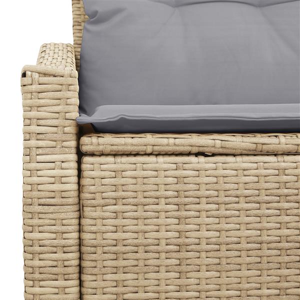 Grote foto vidaxl tuinbank met kussen beige 123 x 62 x 69cm poly rattan tuin en terras tuinmeubelen
