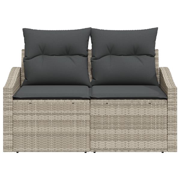 Grote foto vidaxl tuinbank met kussen grijs 123 x 62 x 69cm poly rattan tuin en terras tuinmeubelen