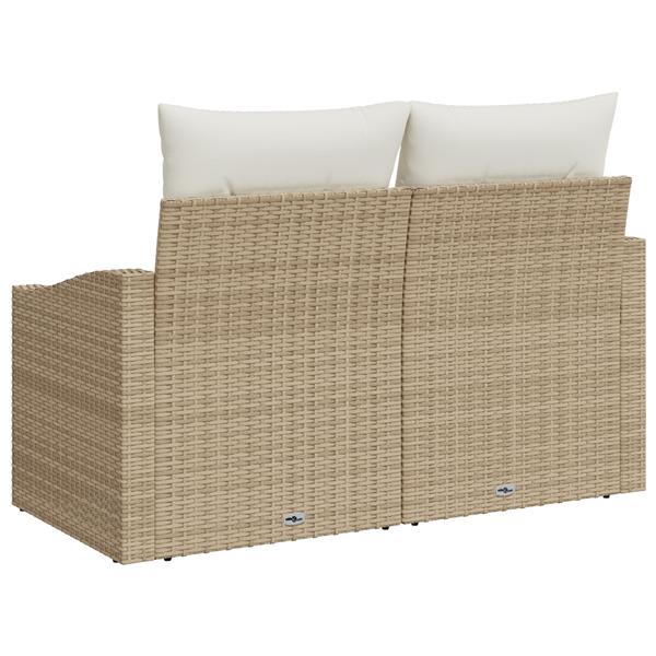 Grote foto vidaxl tuinbank met kussen beige 123 x 62 x 69cm poly rattan tuin en terras tuinmeubelen