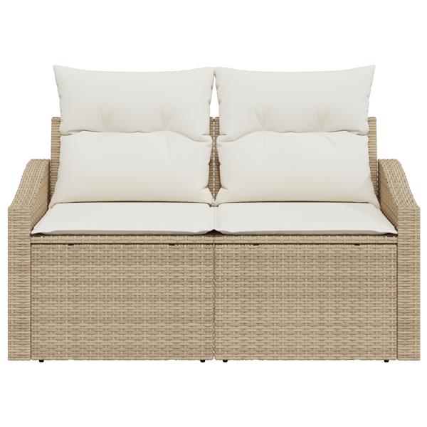 Grote foto vidaxl tuinbank met kussen beige 123 x 62 x 69cm poly rattan tuin en terras tuinmeubelen