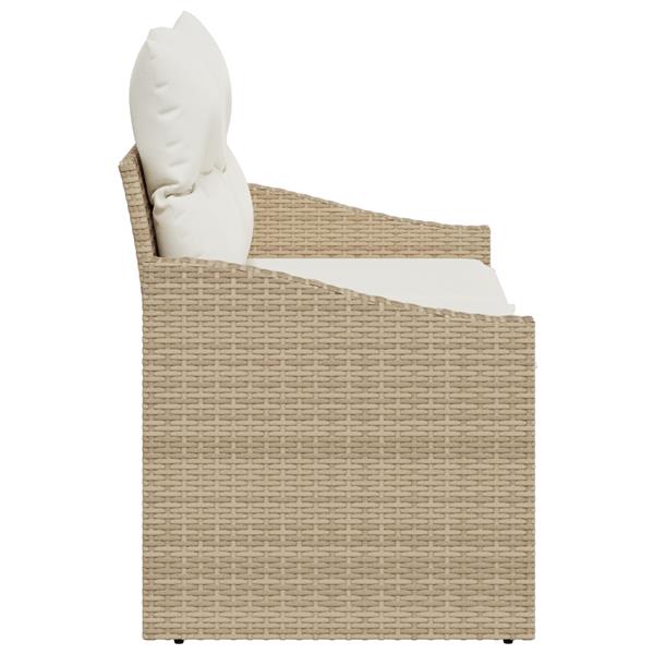 Grote foto vidaxl tuinbank met kussen beige 123 x 62 x 69cm poly rattan tuin en terras tuinmeubelen