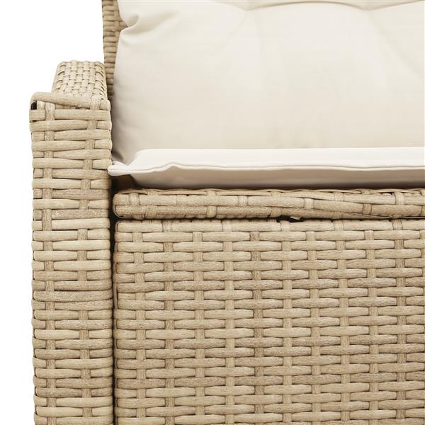 Grote foto vidaxl tuinbank met kussen beige 123 x 62 x 69cm poly rattan tuin en terras tuinmeubelen