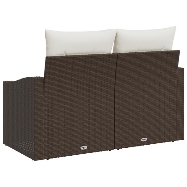 Grote foto vidaxl tuinbank met kussen bruin 123 x 62 x 69cm poly rattan tuin en terras tuinmeubelen