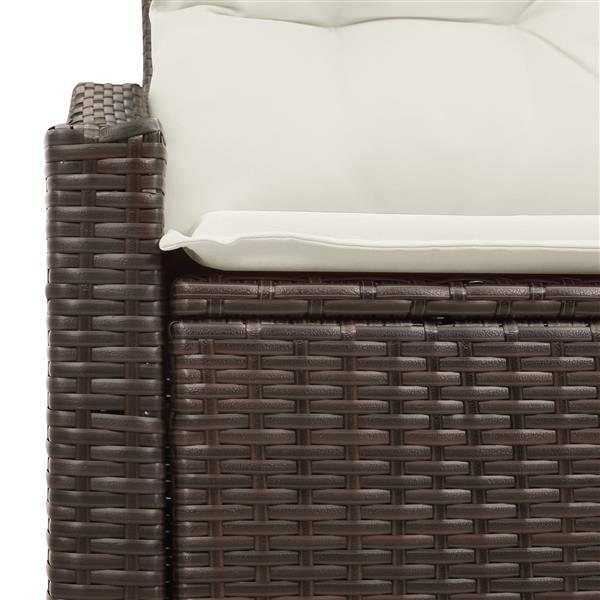 Grote foto vidaxl tuinbank met kussen bruin 123 x 62 x 69cm poly rattan tuin en terras tuinmeubelen