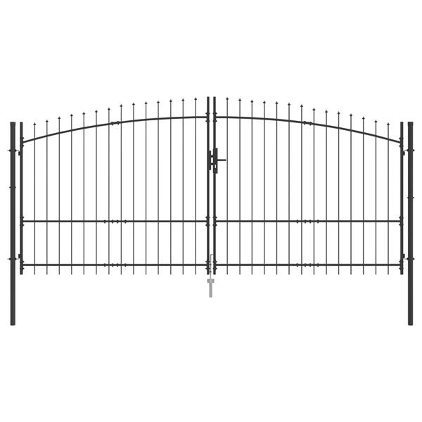 Grote foto vidaxl tuinpoort met slot grijs 175 x 400 cm staal tuin en terras hekken en schuttingen