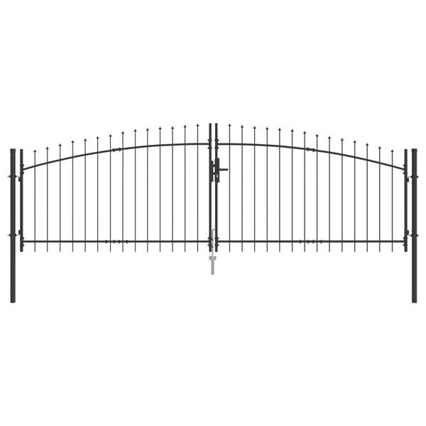 Grote foto vidaxl tuinpoort met slot grijs 150 x 400 cm staal tuin en terras hekken en schuttingen