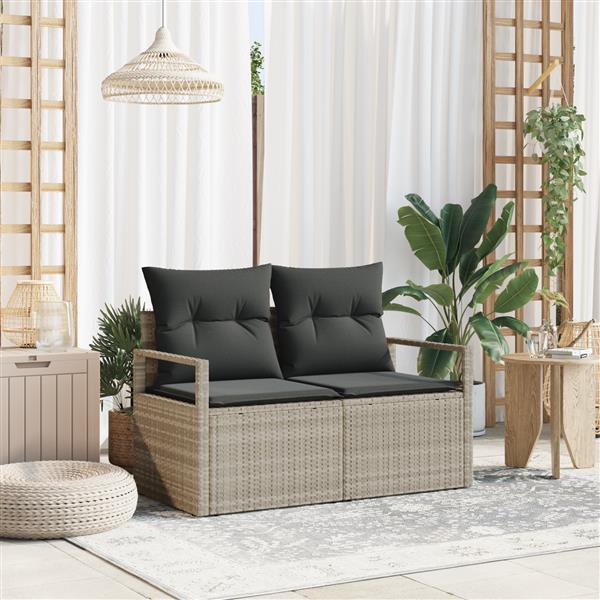 Grote foto vidaxl tuinbank met kussen grijs 120 x 62 x 69cm poly rattan tuin en terras tuinmeubelen