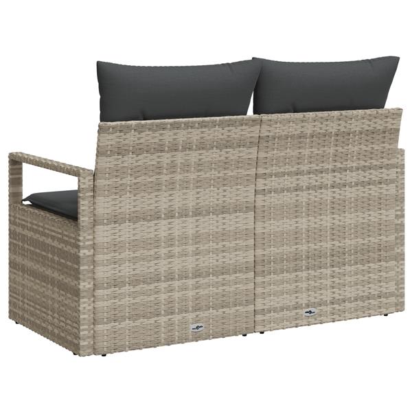 Grote foto vidaxl tuinbank met kussen grijs 120 x 62 x 69cm poly rattan tuin en terras tuinmeubelen