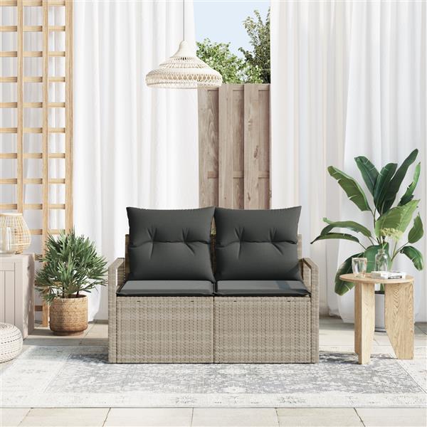 Grote foto vidaxl tuinbank met kussen grijs 120 x 62 x 69cm poly rattan tuin en terras tuinmeubelen