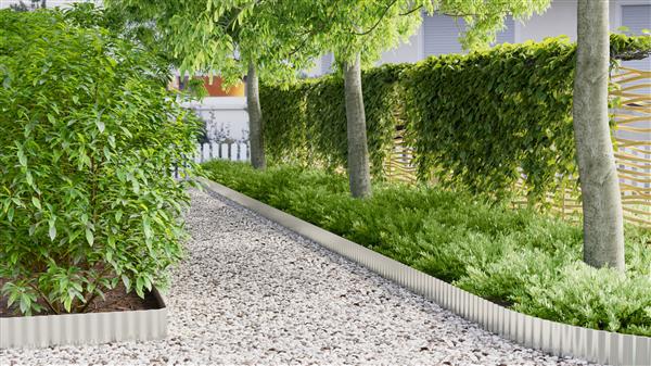 Grote foto vidaxl tuinrand grijs 15 x 0.03 x 1000 cm gegalvaniseerd staal tuin en terras tuindecoratie