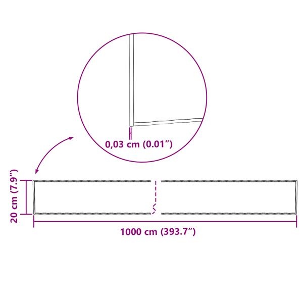 Grote foto vidaxl tuinrand grijs 15 x 0.03 x 1000 cm gegalvaniseerd staal tuin en terras tuindecoratie