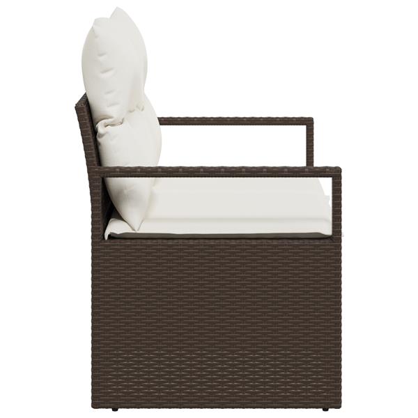 Grote foto vidaxl tuinbank met kussen bruin 120 x 62 x 69cm poly rattan tuin en terras tuinmeubelen