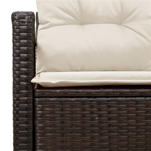 Grote foto vidaxl tuinbank met kussen bruin 120 x 62 x 69cm poly rattan tuin en terras tuinmeubelen