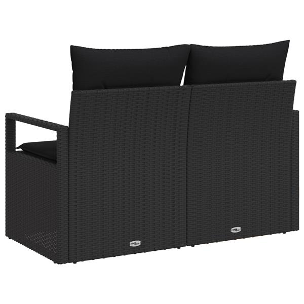 Grote foto vidaxl tuinbank met kussen zwart 120 x 62 x 69cm poly rattan tuin en terras tuinmeubelen