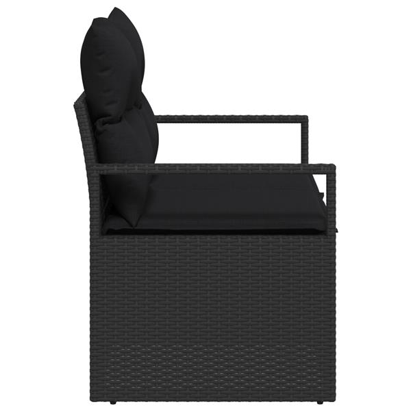 Grote foto vidaxl tuinbank met kussen zwart 120 x 62 x 69cm poly rattan tuin en terras tuinmeubelen