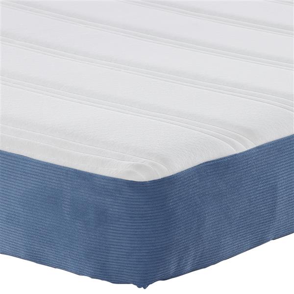 Grote foto vidaxl bedmatras met matras blauw 160 x 200 cm stof antiek en kunst stoelen en banken