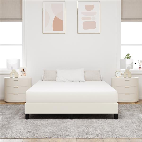 Grote foto vidaxl bedmatras met matras cr me 160 x 200 cm stof antiek en kunst stoelen en banken
