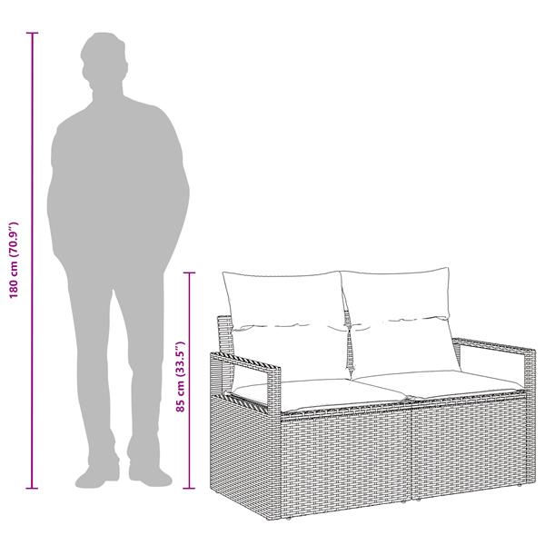 Grote foto vidaxl tuinbank met kussen beige 120 x 62 x 69cm poly rattan tuin en terras tuinmeubelen