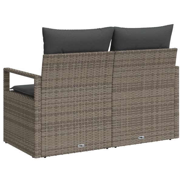 Grote foto vidaxl tuinbank met kussen grijs 120 x 62 x 69cm poly rattan tuin en terras tuinmeubelen