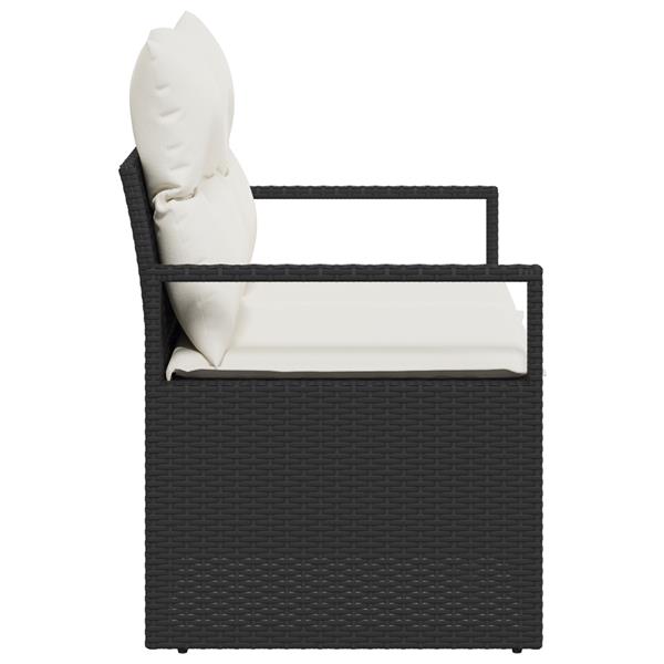 Grote foto vidaxl tuinbank met kussen zwart 120 x 62 x 69cm poly rattan tuin en terras tuinmeubelen