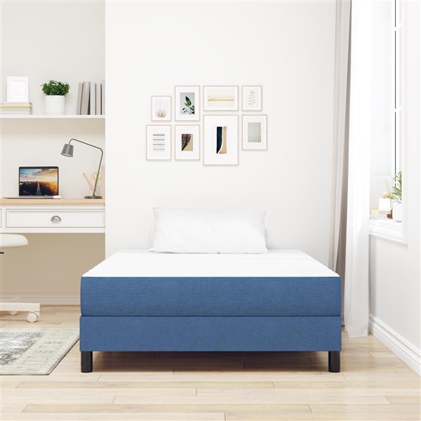 Grote foto vidaxl bedmatras met matras blauw 120 x 200 cm stof antiek en kunst stoelen en banken