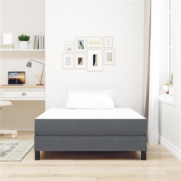 Grote foto vidaxl bedmatras met matras grijs 120 x 200 cm stof antiek en kunst stoelen en banken