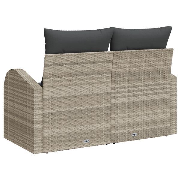 Grote foto vidaxl tuinbank met kussen lichtgrijs 124 x 62 x 69cm poly rattan tuin en terras tuinmeubelen