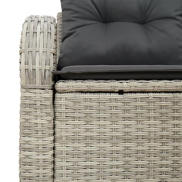 Grote foto vidaxl tuinbank met kussen lichtgrijs 124 x 62 x 69cm poly rattan tuin en terras tuinmeubelen