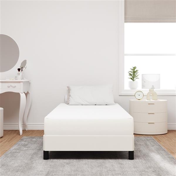 Grote foto vidaxl bedmatras met matras cr me 90 x 200 cm stof antiek en kunst stoelen en banken