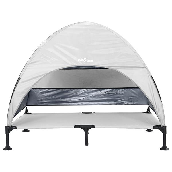 Grote foto vidaxl verhoogd hondenbed zilvergrijs 127 x 81 x 108 cm stof en staal dieren en toebehoren toebehoren