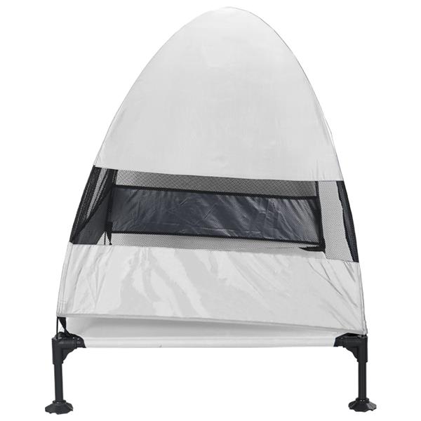 Grote foto vidaxl verhoogd hondenbed zilvergrijs 127 x 81 x 108 cm stof en staal dieren en toebehoren toebehoren