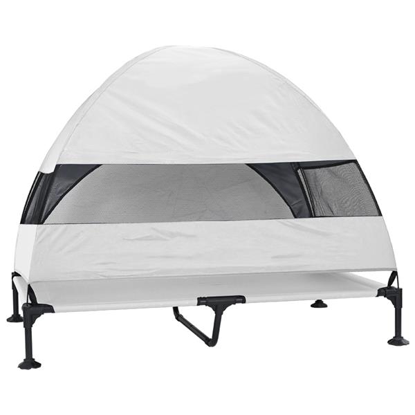 Grote foto vidaxl verhoogd hondenbed zilvergrijs 127 x 81 x 108 cm stof en staal dieren en toebehoren toebehoren