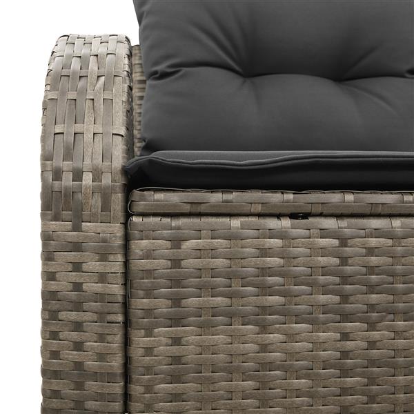 Grote foto vidaxl tuinbank met kussen grijs 124 x 62 x 69cm poly rattan tuin en terras tuinmeubelen