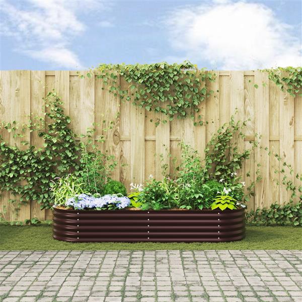 Grote foto vidaxl verhoogde plantenbak bruin 240 x 80 x 44 cm staal tuin en terras overige tuin en terras