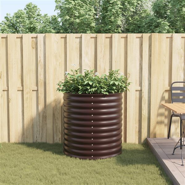 Grote foto vidaxl verhoogde plantenbak bruin 80 x 80 x 81 cm staal tuin en terras overige tuin en terras