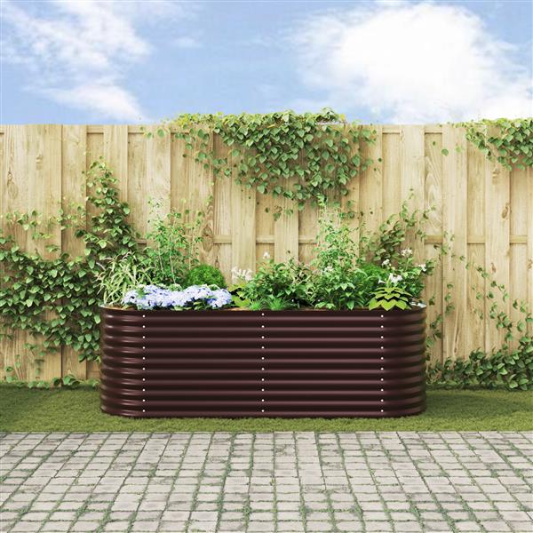 Grote foto vidaxl verhoogde plantenbak bruin 240 x 80 x 81 cm staal tuin en terras overige tuin en terras