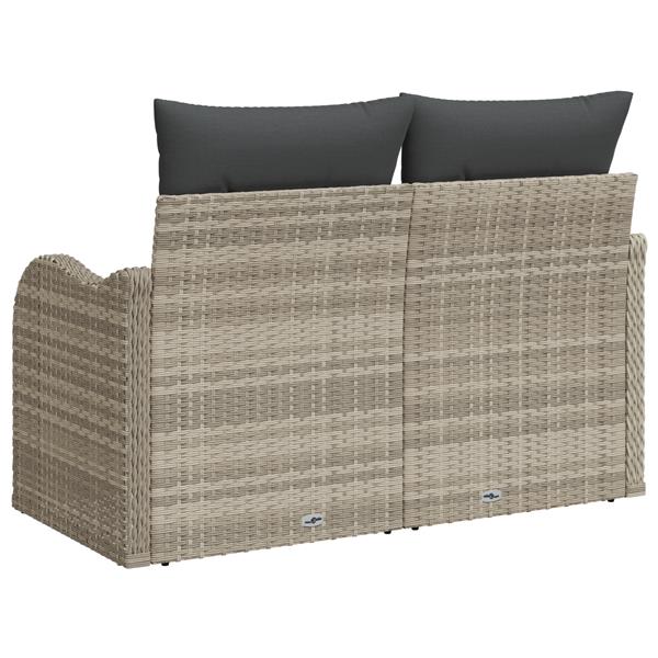 Grote foto vidaxl tuinbank met kussen lichtgrijs 121 x 62 x 69cm poly rattan tuin en terras tuinmeubelen