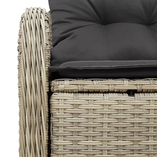 Grote foto vidaxl tuinbank met kussen lichtgrijs 121 x 62 x 69cm poly rattan tuin en terras tuinmeubelen